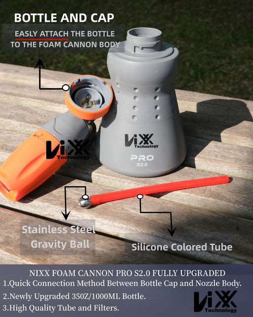 NIXX Pro HYDRO FOAM CANNON | WIDE BASE BOTTLE | PROS2.0 Pressure Washer Accessories Detailer's Choice, Inc.