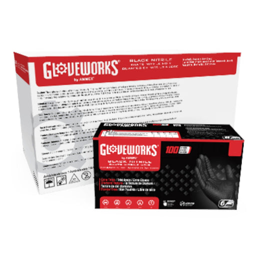 Ammex Gloveworks RDT Black Nitrile PF Ind Gloves 8 Mil Disposable Gloves Great Glove 