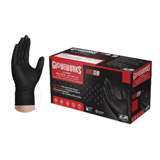 Ammex Gloveworks RDT Black Nitrile PF Ind Gloves 8 Mil Disposable Gloves Great Glove Medium 