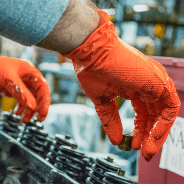 Ammex Gloveworks RDT Orange Nitrile PF Ind Gloves 8 Mil Disposable Gloves Great Glove 