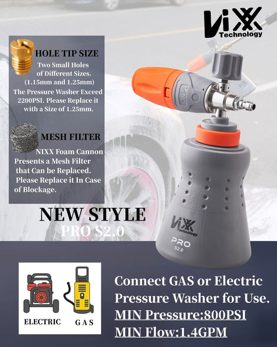 NIXX Pro HYDRO FOAM CANNON | WIDE BASE BOTTLE | PROS2.0 Pressure Washer Accessories Detailer's Choice, Inc. 