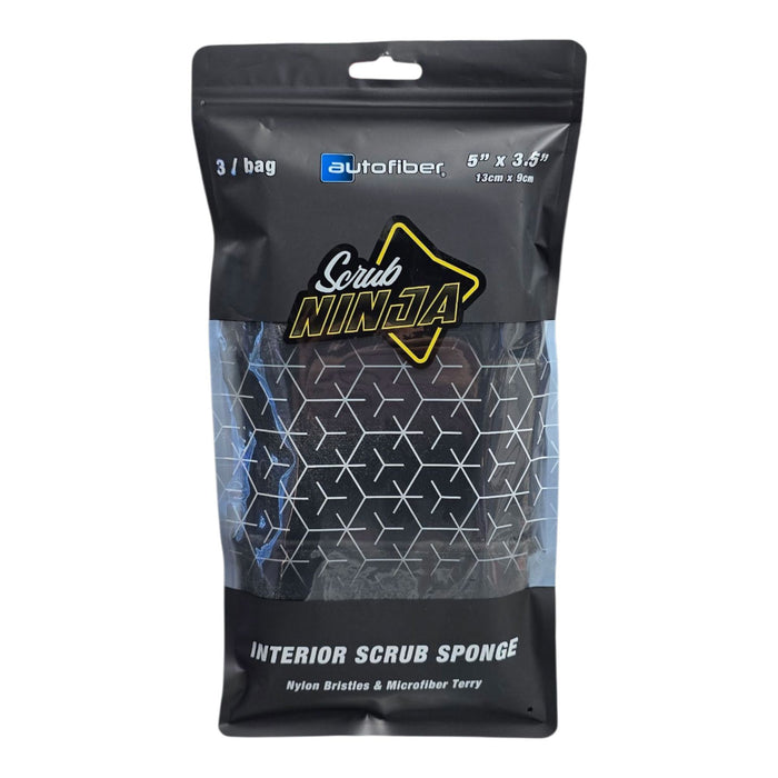 Scrub Ninja - Interior Scrubber Sponge (5 in. x 3 in.) - 3 pack Cleaning Sponge Autofiber® 
