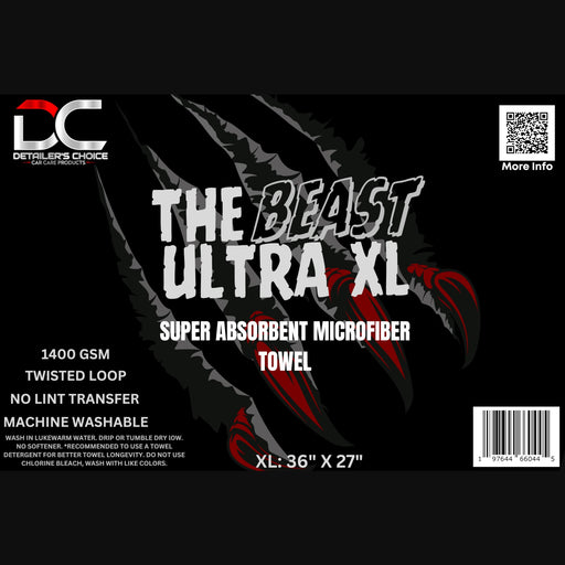 The Beast Ultra | MicroFiber Edgeless Drying Towel 1400gsm Gray | 36" x 27" Microfiber Towel DETAILER'S CHOICE, INC. 