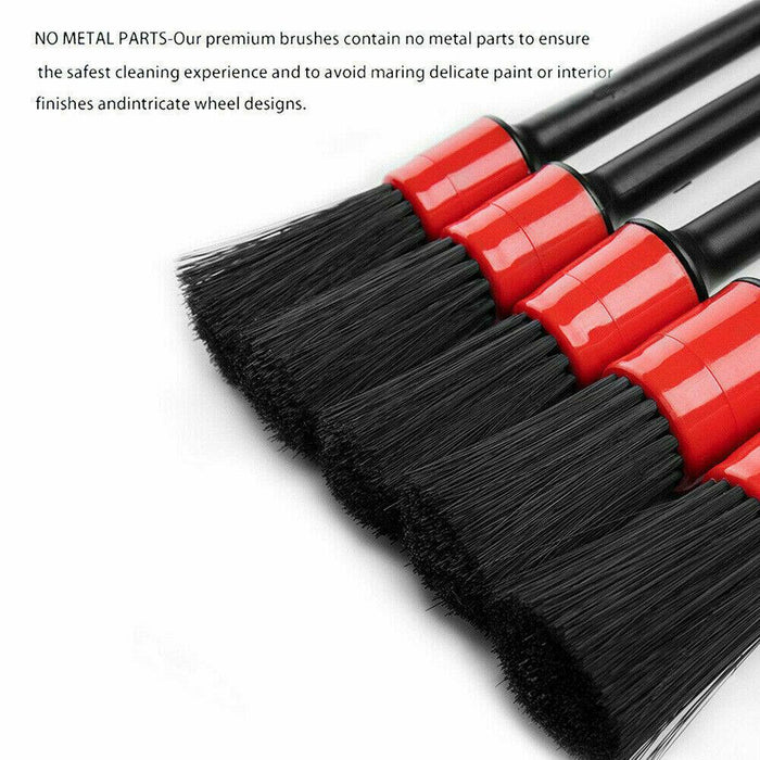 5 Pcs Premium Natural Boar Hair Detail Brush Set, Automotive
