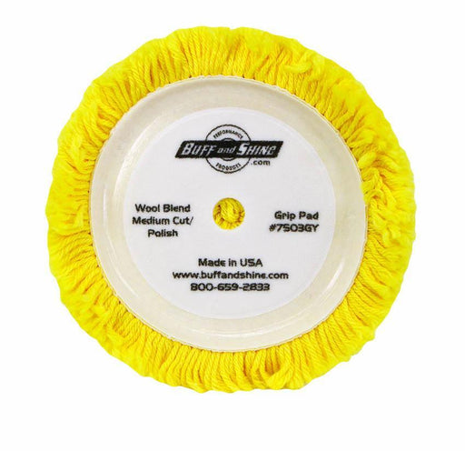 Buff and Shine® 7.5" Yellow Wool Blend 4 Ply Twist Grip Pad™ Pads Buff & Shine Mfg., Inc. 