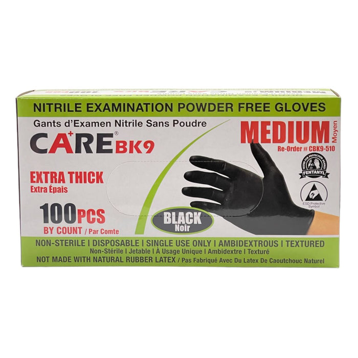 Care BK9 Extra Thick 6 Mil Black Nitrile Examination Gloves Disposable Gloves DETAILER'S CHOICE, INC. Medium 