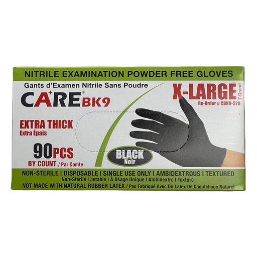 Care BK9 Extra Thick 6 Mil Black Nitrile Examination Gloves Disposable Gloves DETAILER'S CHOICE, INC. X-Large 
