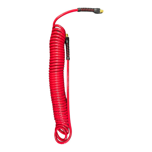 Flexcoil® Coiled Air Hose with Reusable Strain Relief Fittings Hoses CoilHose Pneumatics 1/4" x 25' Red 