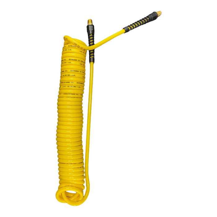Flexcoil® Coiled Air Hose with Reusable Strain Relief Fittings Hoses CoilHose Pneumatics 1/4" x 25' Yellow 