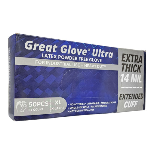 Great Glove Extra Thick 14 Mil Blue Latex Industrial Gloves Disposable Gloves Great Glove Large 