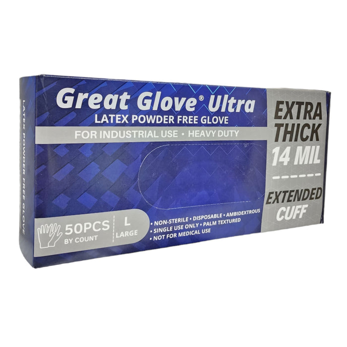 Great Glove Extra Thick 14 Mil Blue Latex Industrial Gloves Disposable Gloves Great Glove X-Large 