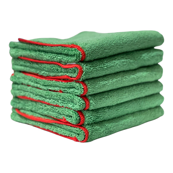 Microfiber Drying Towel Lint Free, Scratch Free, Overlocked Edges, 380 GSM, 24"x16" Microfiber Towel Golden State Trading, Inc. 12 Pieces Green 