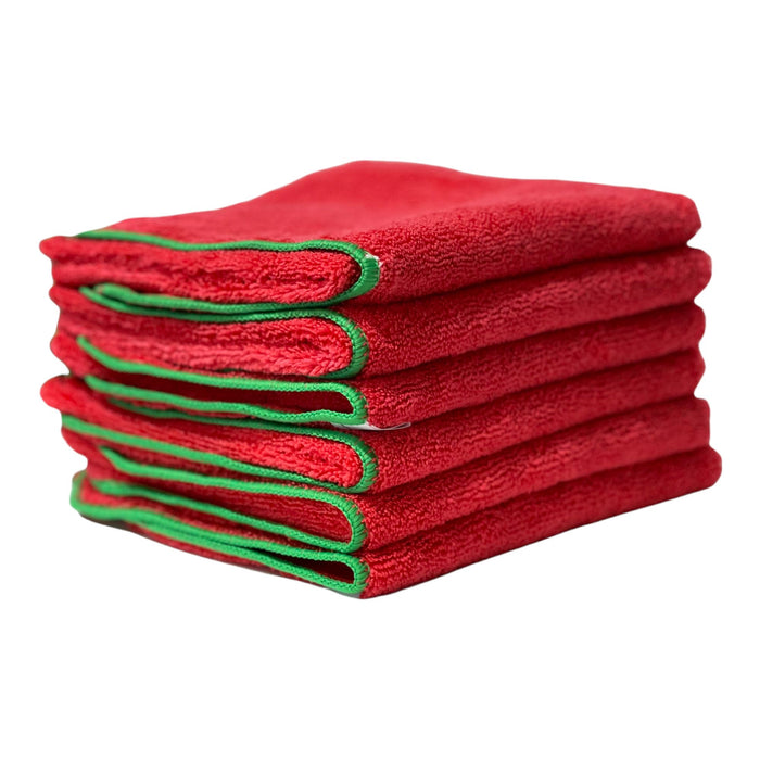 Microfiber Drying Towel Lint Free, Scratch Free, Overlocked Edges, 380 GSM, 24"x16" Microfiber Towel Golden State Trading, Inc. 12 Pieces Red 