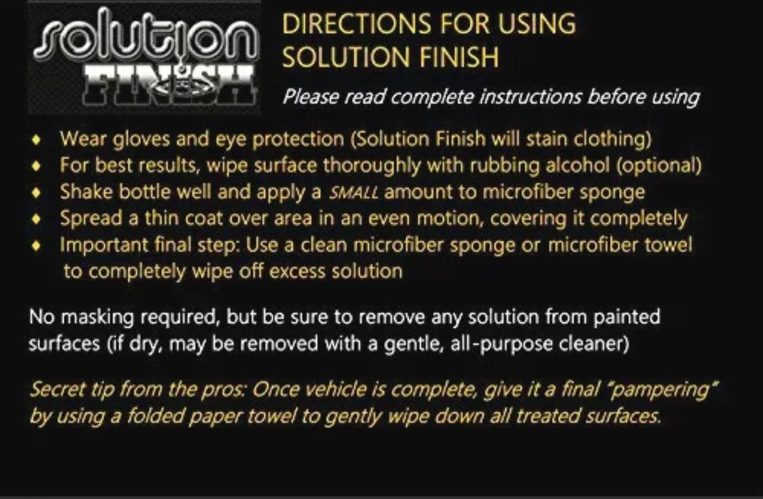 Solution Finish Black Plastic & Bumper Restorer Exterior Restorer Solution Finish 